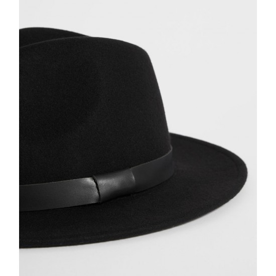 Sale Allsaints Bronson Leather Fedora Hat