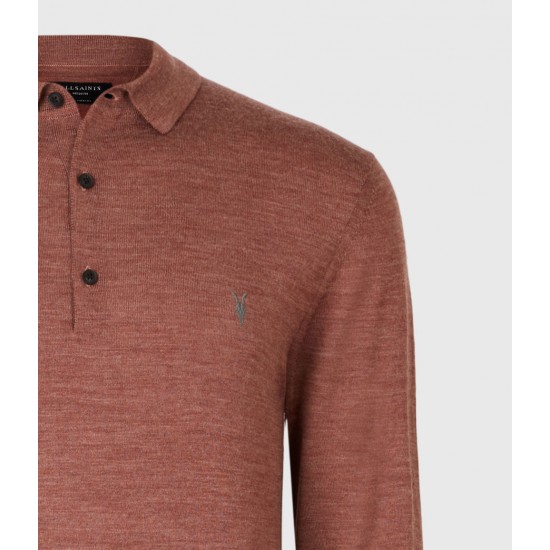 Sale Allsaints Mode Merino Long Sleeve Polo Shirt