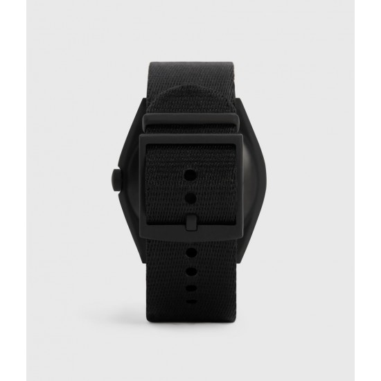Sale Allsaints Subtitled GMT I Matte Black Stainless Steel and Black Nylon Watch