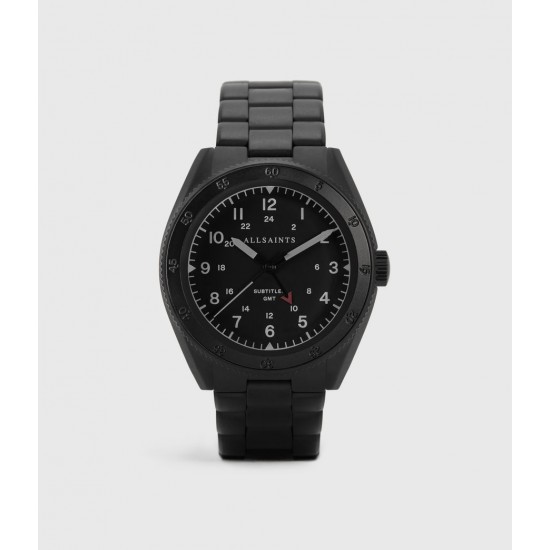 Sale Allsaints Subtitled GMT V Matte Black Stainless steel Watch