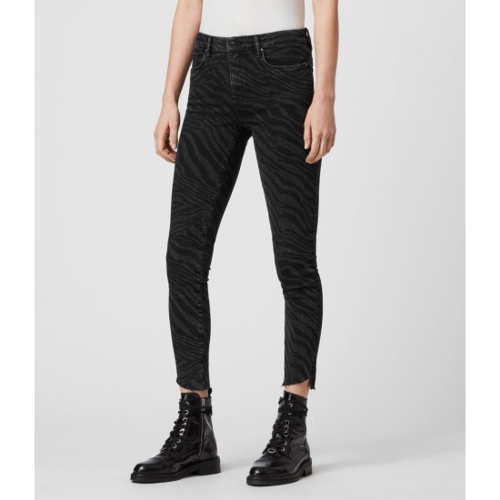 Sale Allsaints Grace Seebra Ankle Skinny Mid-Rise Jeans, Black