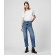 Sale Allsaints Harper Cropped High-Rise Straight Jeans, Mid Indigo Blue